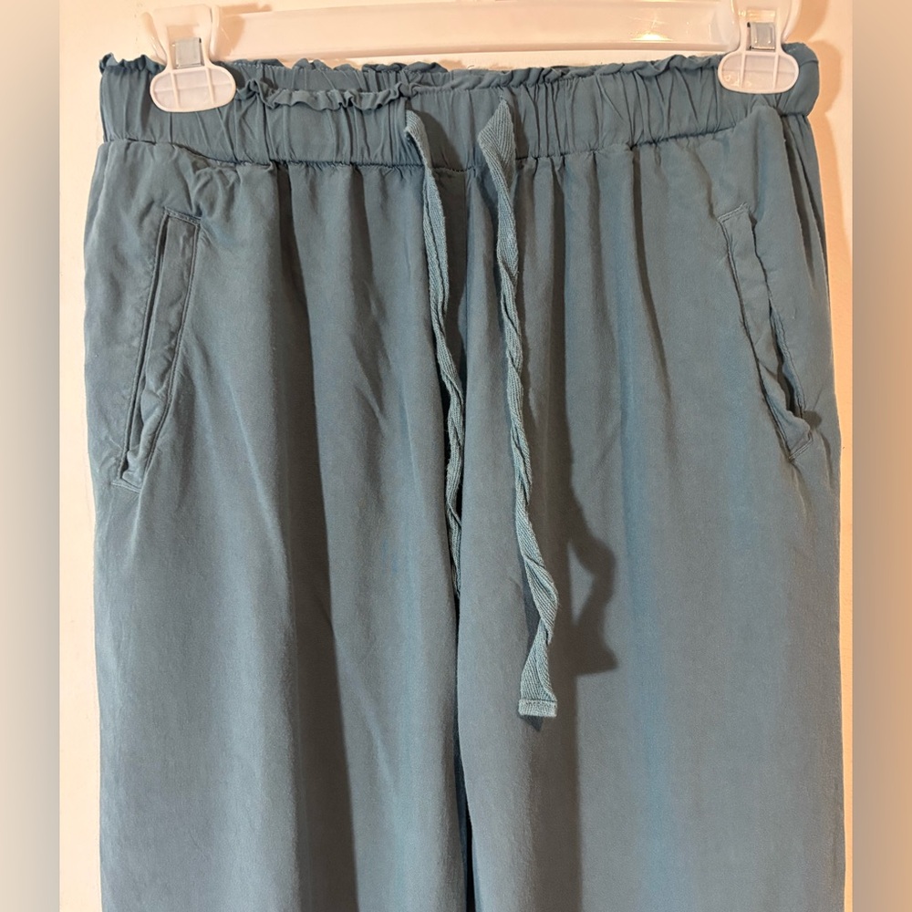 Lagaci Women’s Medium Teal Blue Drawstring Pull on Pants Light Weight Casual - Picture 2 of 8